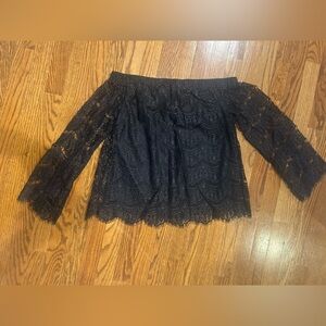 Elegant Black Lace Off-Shoulder Top